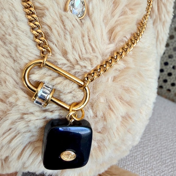 Upcycled Chanel Black Pendant with Gold Logo - Picture 9 of 15